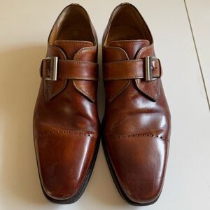 Magnanni CAREY Burnished Cognac Leather Monk Strap Shoes